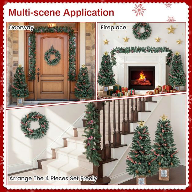Coast Kerstdecoratie Set - Boom - Slinger - Krans - Entree - PVC - 4-delig