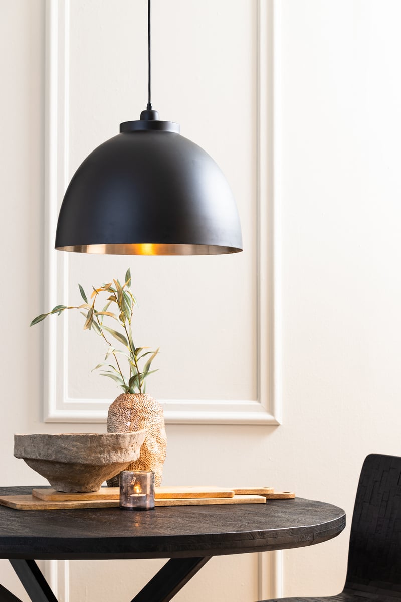 Light & Living KYLIE Hanglamp Ø45x32 cm – Zwart met Nikkel/Goud Detail – Modern Industrieel – E27