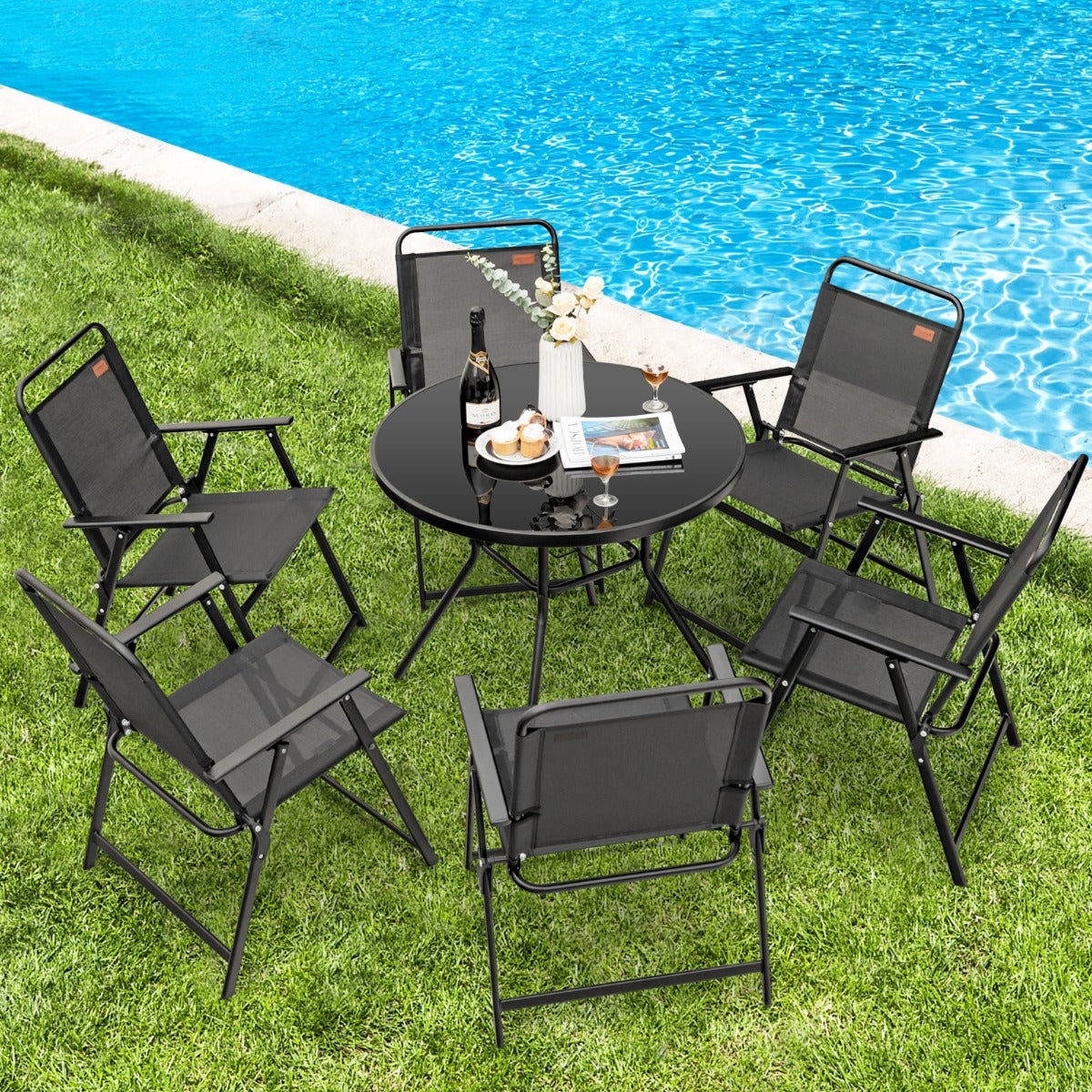 Coast Tuinstoel set van 4 - Inklapbaar - Max. 150 kg - Zwart