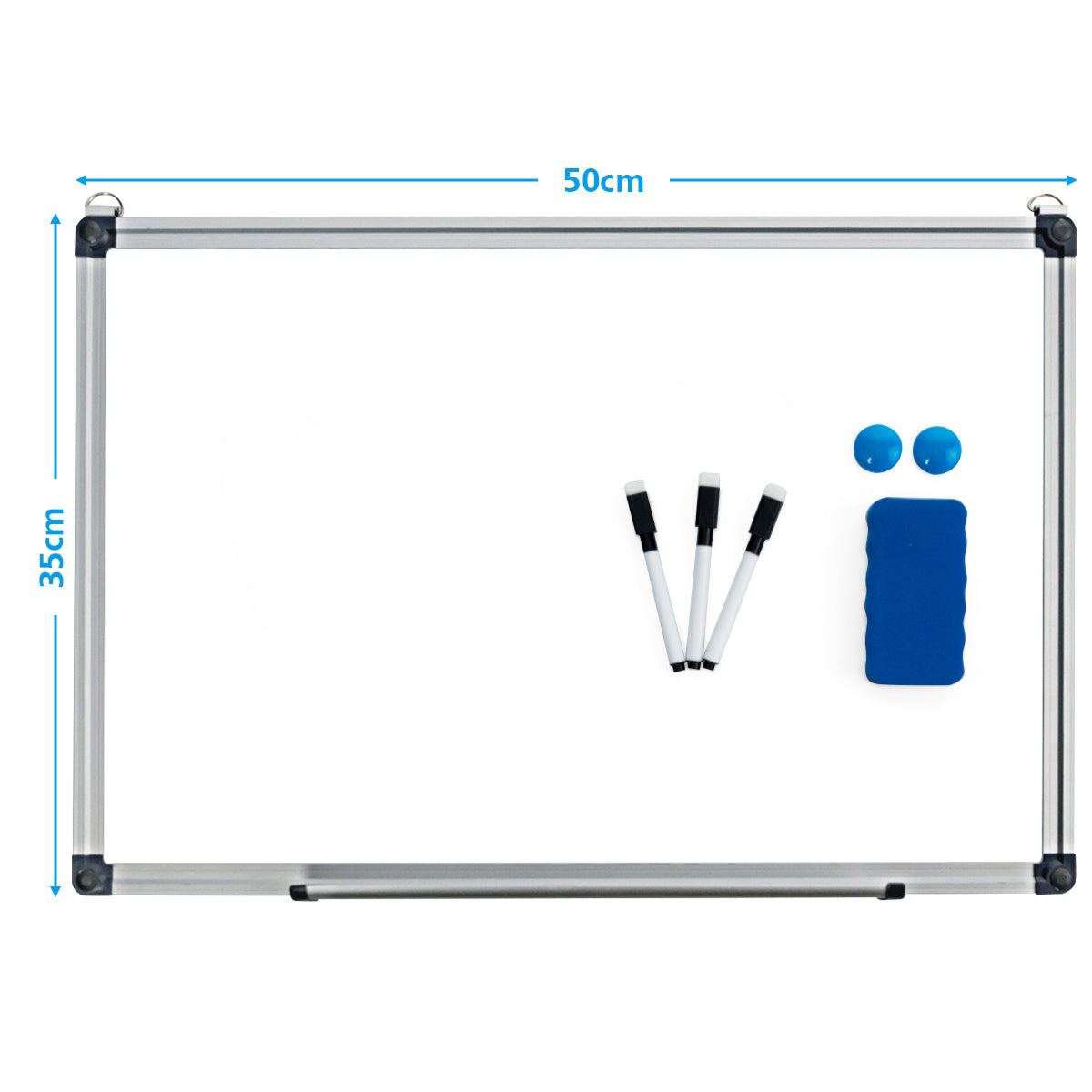 Coast wit wandpaneel met verwijderbare potloodkas aluminium frame magnetisch whiteboard 50 x 35 cm wit