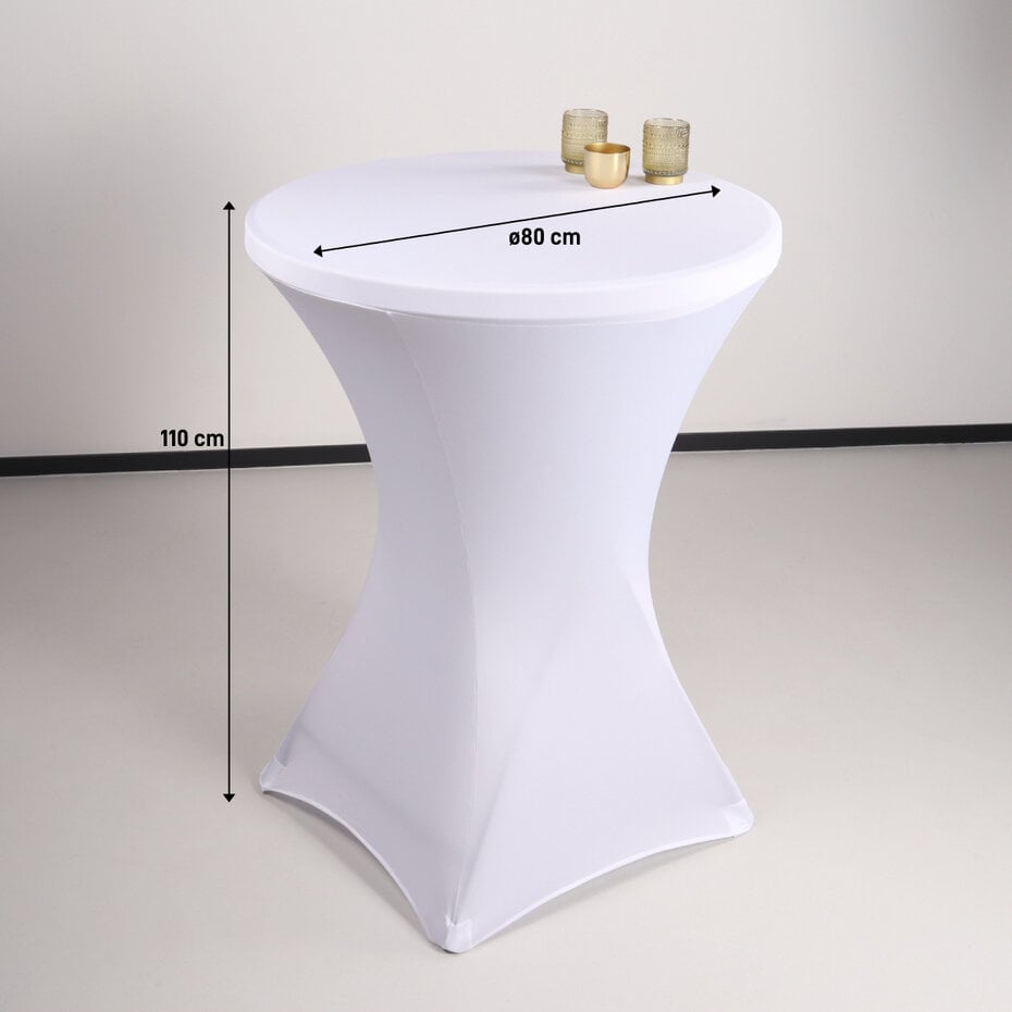 Statafelhoes & Statafelrok – 80 x 110 cm – Wit Polyester – Rekbaar Stretch Materiaal – Voor Cocktailtafel & Evenementen – Luxe Uitstraling & Wasbaar