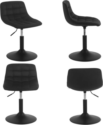 WOLTU fluwelen kruk met rugleuning - verstelbare zithoogte 38-49,5 cm - 360 graden draaibaar - zwart