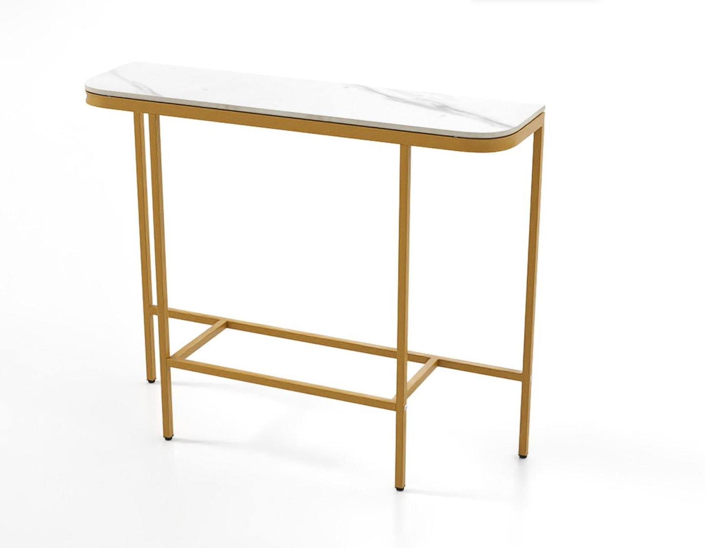 Coast Sidetable Wit/Goud – Moderne Consoletafel met Marmerlook Blad – 110 x 30 x 91 cm