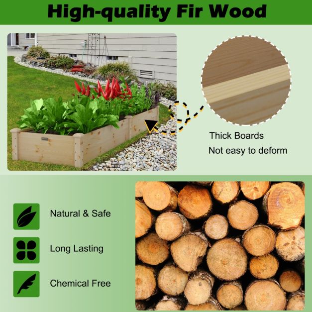 Coast Verhoogd Bloembed - Hout - Open Bodem - Tuin - 240x60x25 cm - Natuur