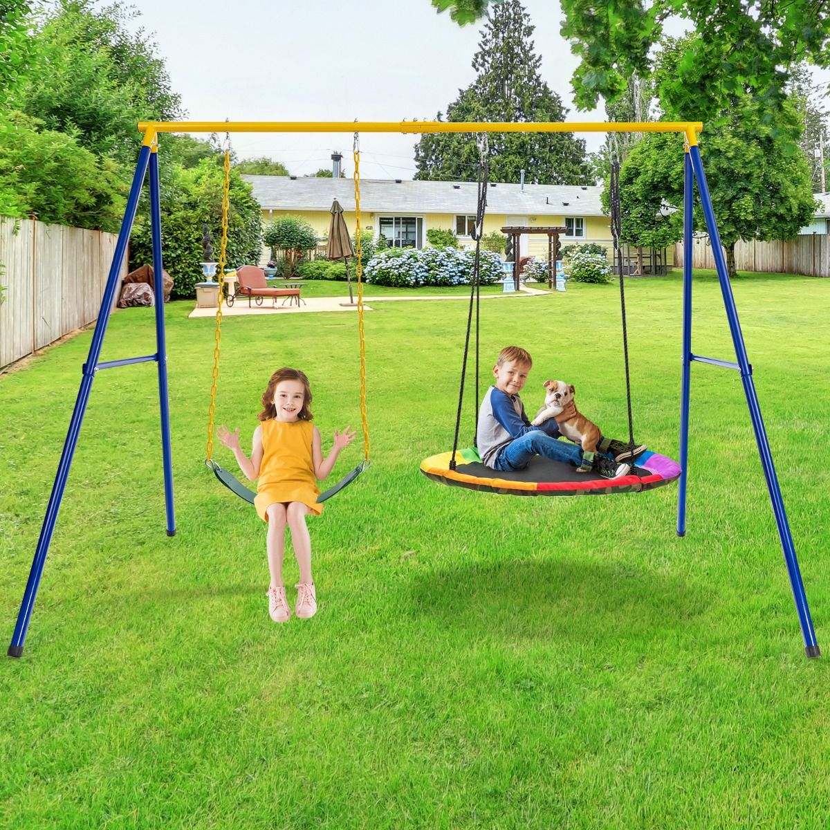 Coast Schommelset voor Kinderen Groen/Zwart – 257 x 183 x 183 cm – Met 2 Schommels