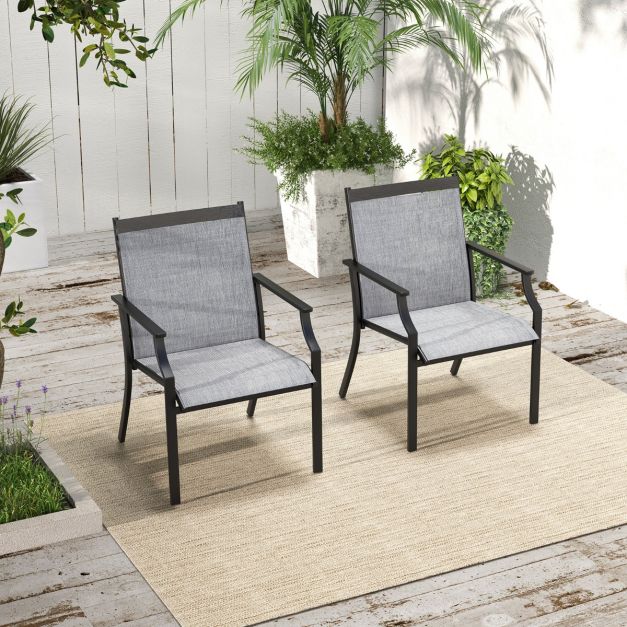Coast set van 2 Terrasstoelen - Metaal/Stof - 66 x 61 x 90 cm - Grijs