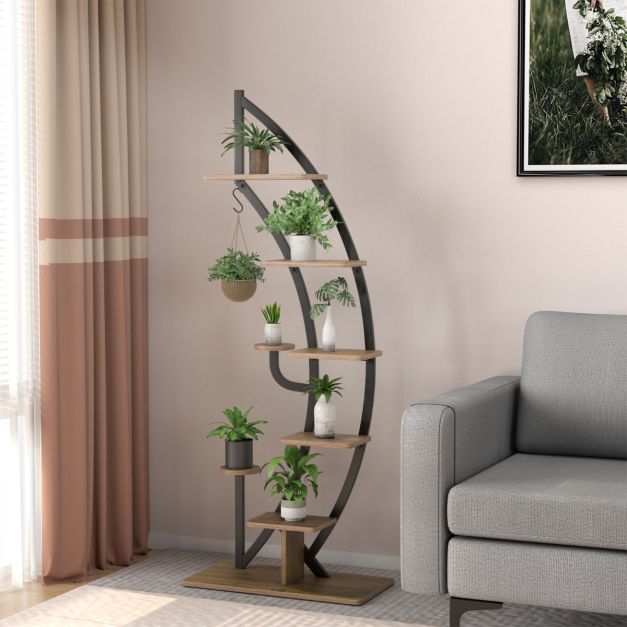 Coast Plantenrek – 2x – Metalen – 7-Lagen – Halve Maan Vorm – Binnen – Zwart