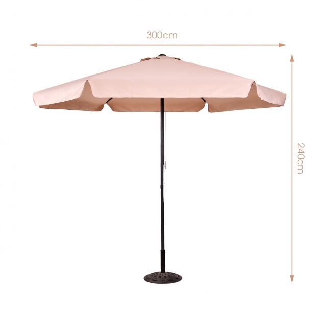 Coast Parasol – Kantelbaar – Houten Frame – Waterdicht Polyester met UV-Bescherming – Ø 3 m – Beige
