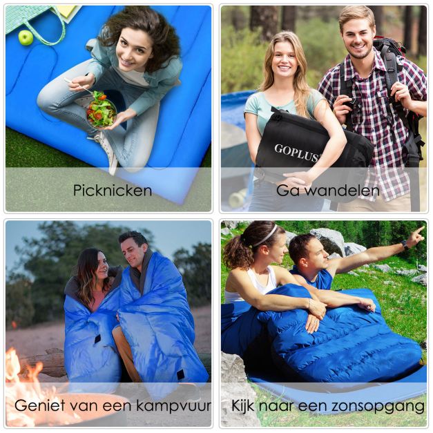 Coast 2-Persoons Slaapzak - Met 2 Kussens - Waterdicht - Blauw
