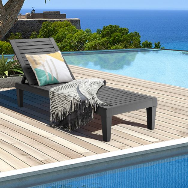 Coast Buiten Ligstoel met Verstelbare Rugleuning - 190 x 57,5 x 29cm - Zwart