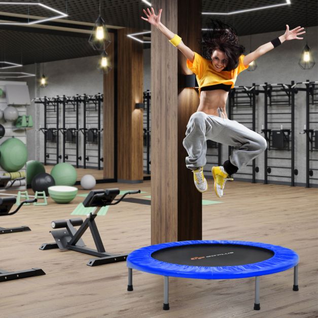 Coast Ø101 cm opvouwbare mini -trampoline fitness trampoline met hoogte verstelbare handgreep blauw + zwart
