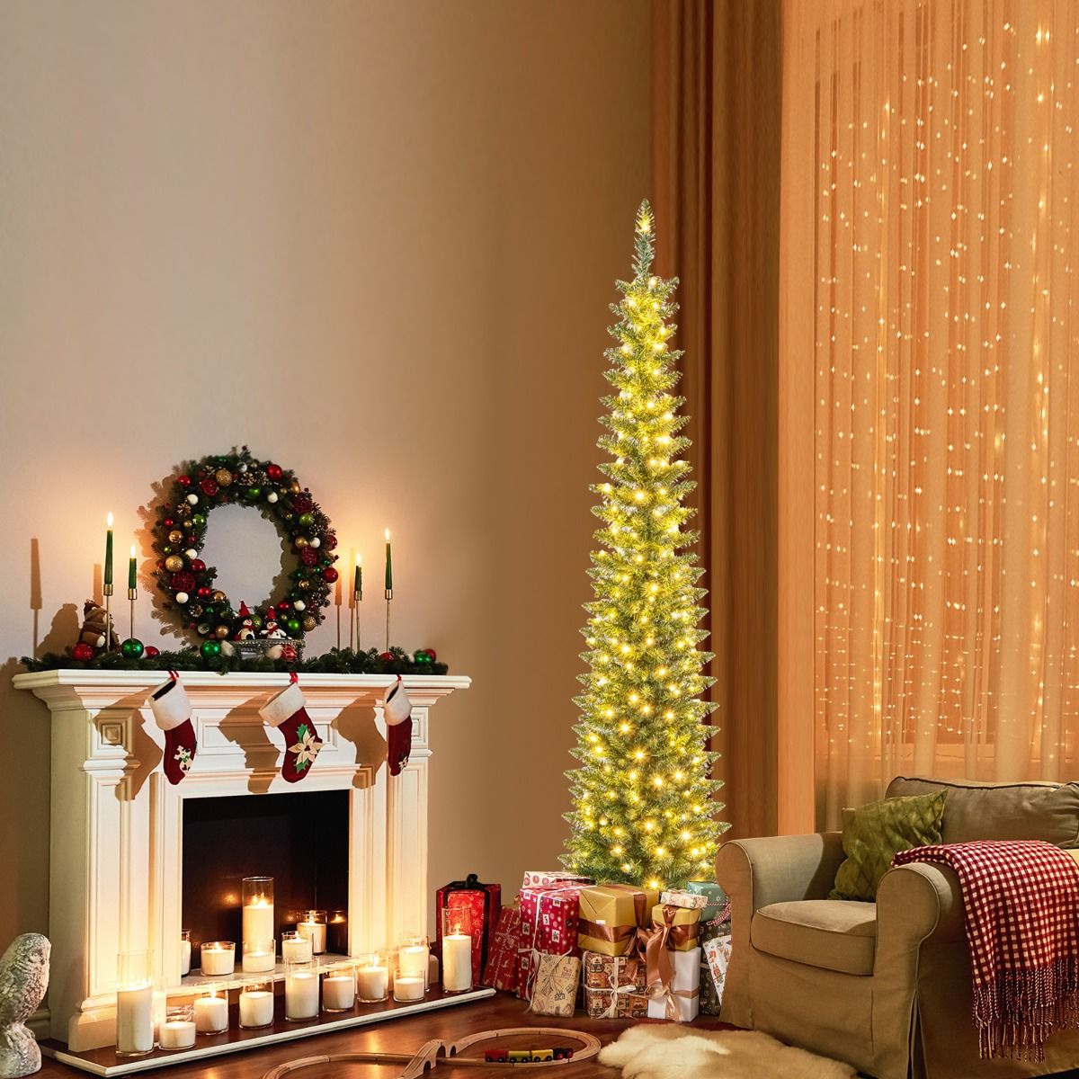 Coast Kunstkerstboom met 390 Takken - 180 Warmwitte LED-Lampjes - 180 cm Hoog - Groen