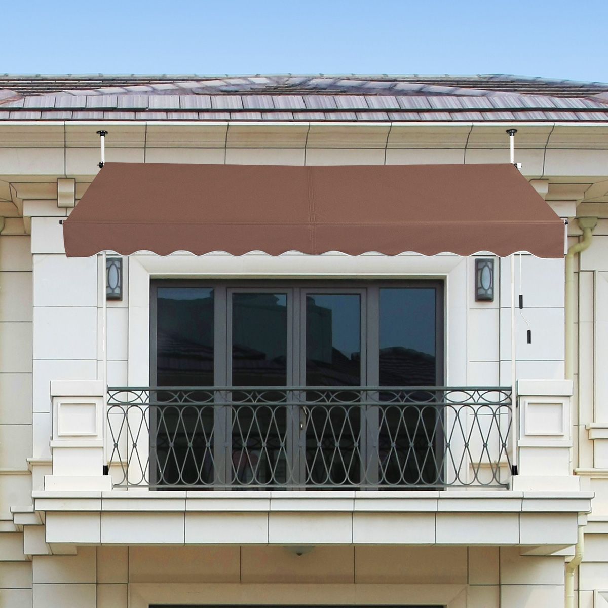 Coast Zonnescherm 300x120 cm Hoogteverstelbaar Bruin – Uitschuifbare Markies voor Balkon, Terras of Raam