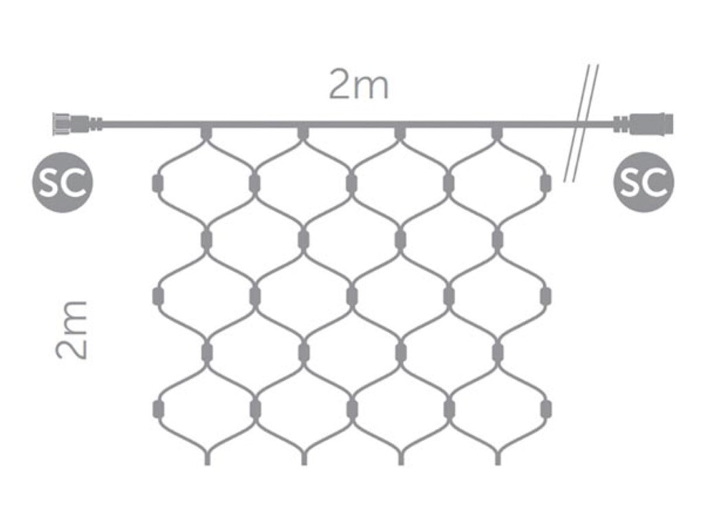 Vellight SUBRA lichtnet 2x2 m, warmwit, energiezuinig & geschikt voor binnen en buiten, ideaal voor feesten, decoratie en kerst