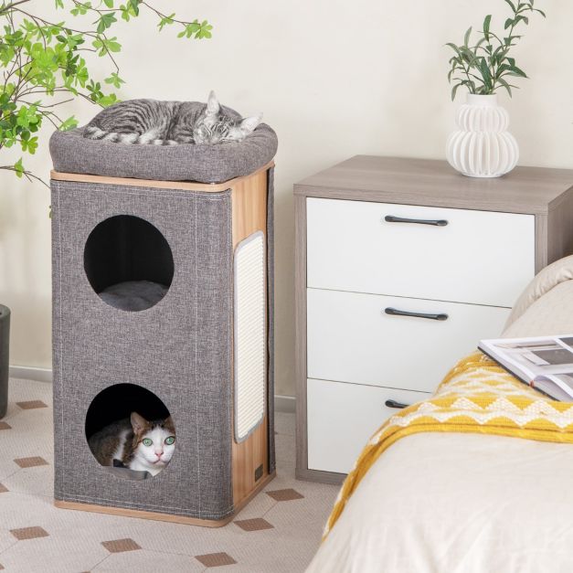 Coast Kattenhuis - 2 Verdiepingen - Max. 20 kg - Grijs / Hout