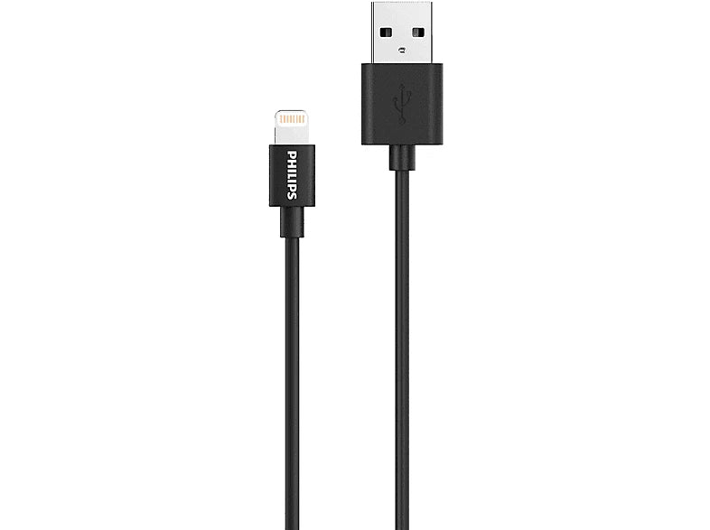 Philips - USB-A naar Lightning Kabel - DLC3106V/03 - 2 Meter Kabel - Opladen en Synchroniseren - Vervanging Apple Lightning Kabel - Zwart