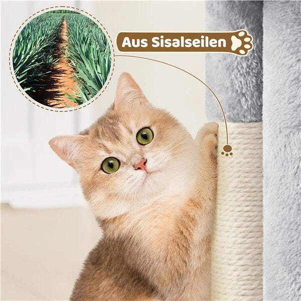Yaheetech Kattenkrabpaal 60x40x40 cm - Donkergrijs - 2-Laags Kattenboom met Brede Ligplek en Krabpalen