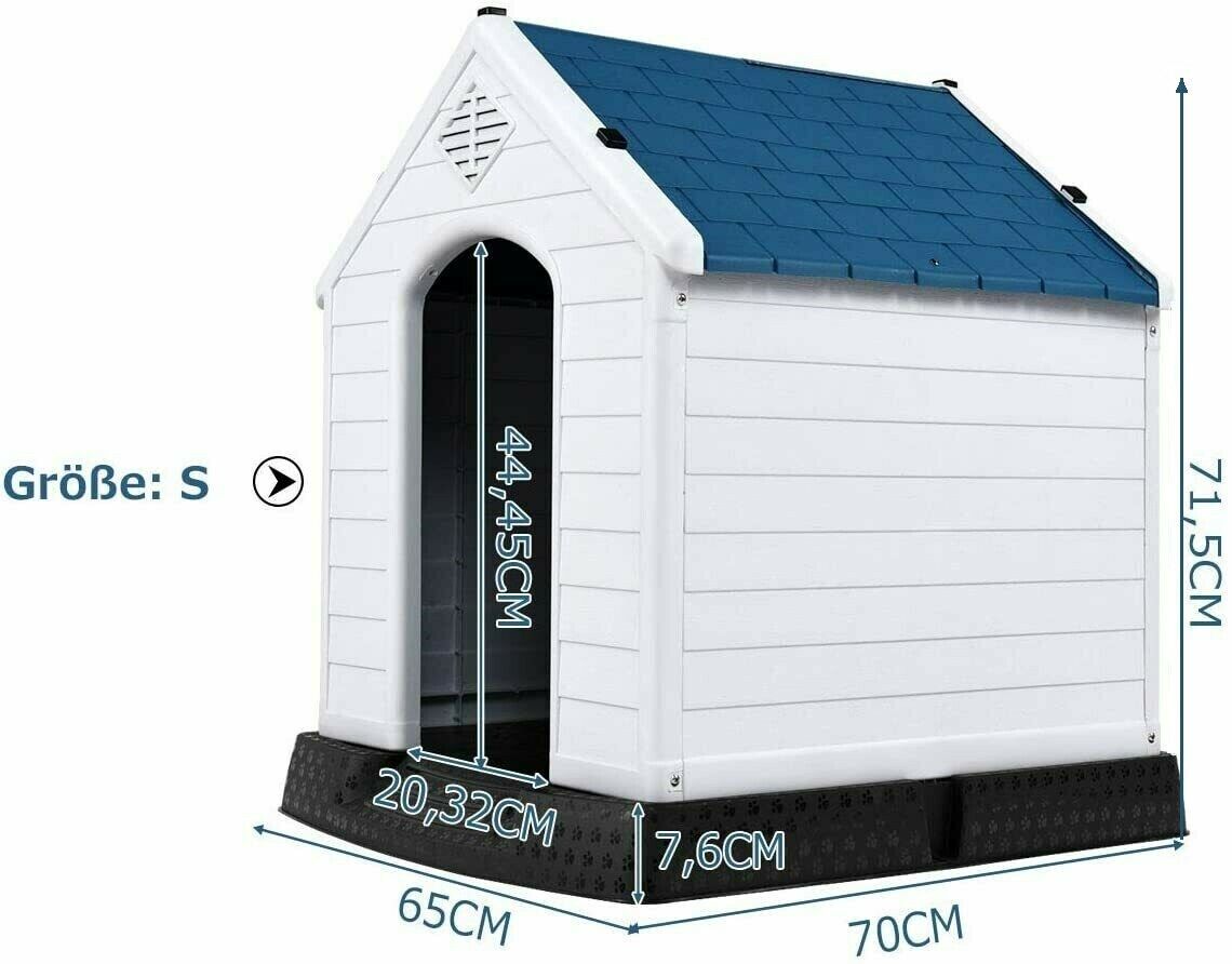 Coast Hondenhok Verhoogd - 70 cm x 65 cm x 71,5 cm - Blauw/Wit