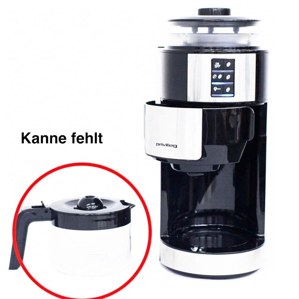 Privileg – Koffiezetapparaat met Ingebouwde Koffiemolen – Voor Koffiebonen & Gemalen Koffie – Met Digitaal Display & Timer – Exclusief Koffiekan – Zwart & Zilver Kunststof
