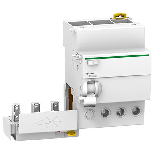 Schneider Acti9 Vigi iC60 Differentieelblok 3P 63A 30mA Type AC 400/415V – Grijs – 91x63x73,5mm
