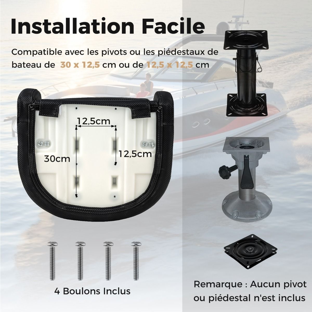 Coast Kuipstoel voor Boot - PVC-Leer - Ergonomisch - Max. 150 kg - 56 x 70 x 62 cm - Zwart / Wit