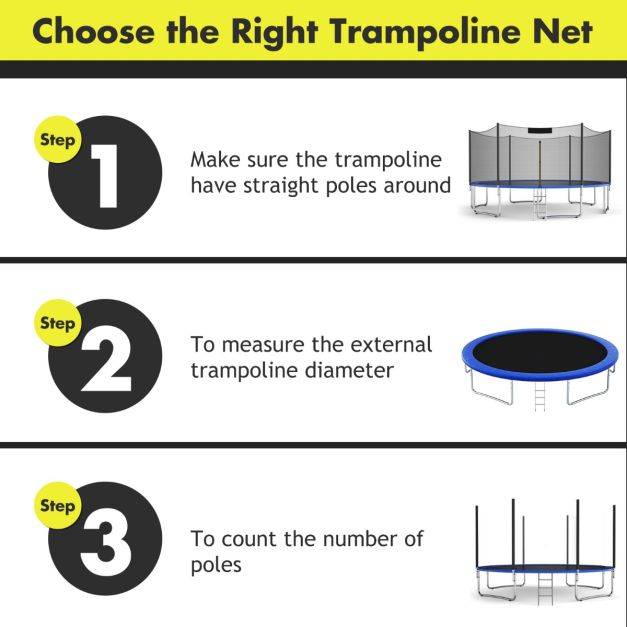 Coast Veiligheidsnet voor Trampoline – Ø305 cm – exclusief 6 Palen – Met Ritssluiting – Net Hoogte 180 cm