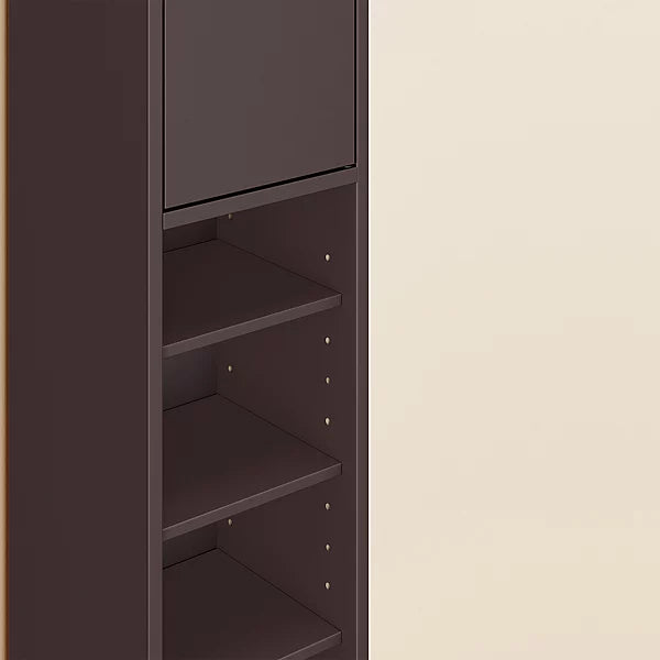 SoBuy Hoog Smal Badkamerkastje – Compacte Opbergunit met 6 Verstelbare Planken en Lade – 20x20x180 cm – Bruin