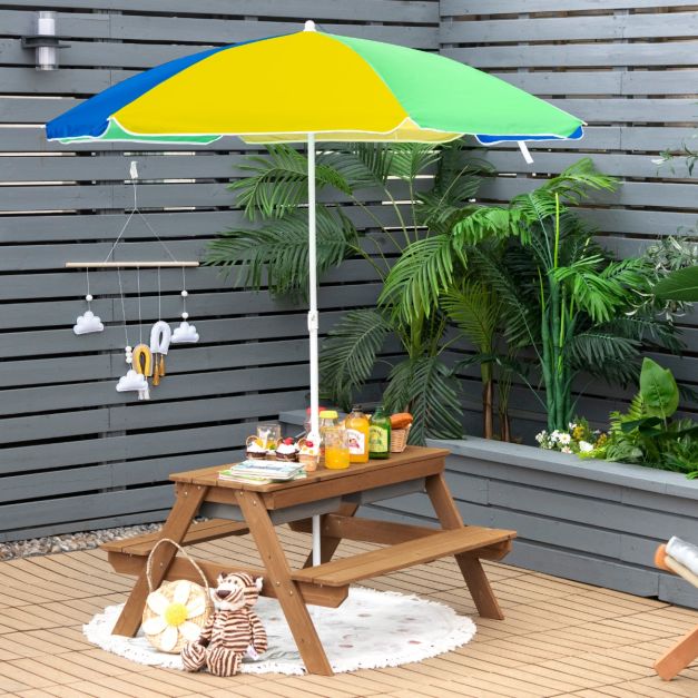 Coast Picknicktafelset - 3-in-1 - 92,5 x 87 x 49,5 cm - Incl. Parasol & Banken