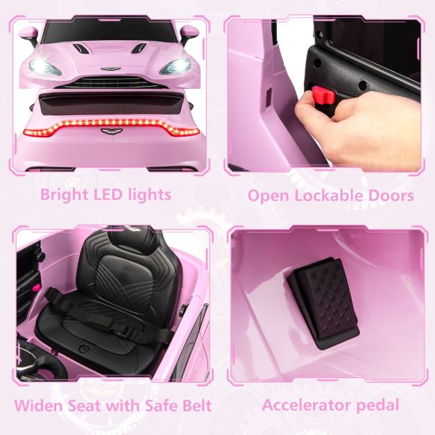 Coast Aston Martin Elektrische Kinderauto - 2,4G Afstandsbediening - Met LED-Verlichting en Muziek - 12V - Roze