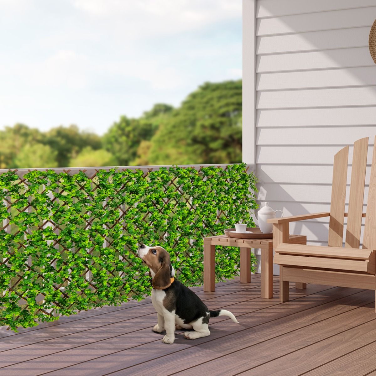 Coast Kunstmatige Klimop Eucalyptus Privacy Scherm – 180 x 90 cm – Groen – Uitschuifbare Tuin- en Balkonomheining van Wilg en PE