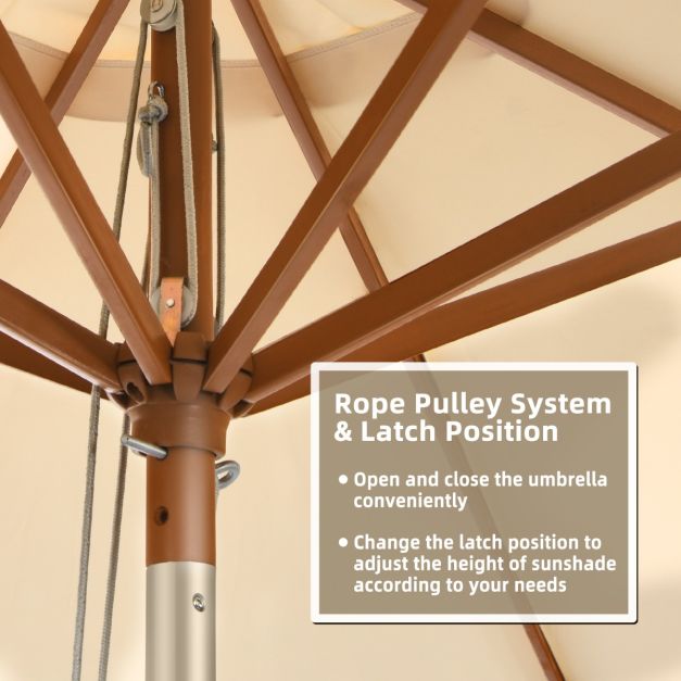 Coast Parasol met 8 Baleinen Kantelbaar - 270 cm - Beige