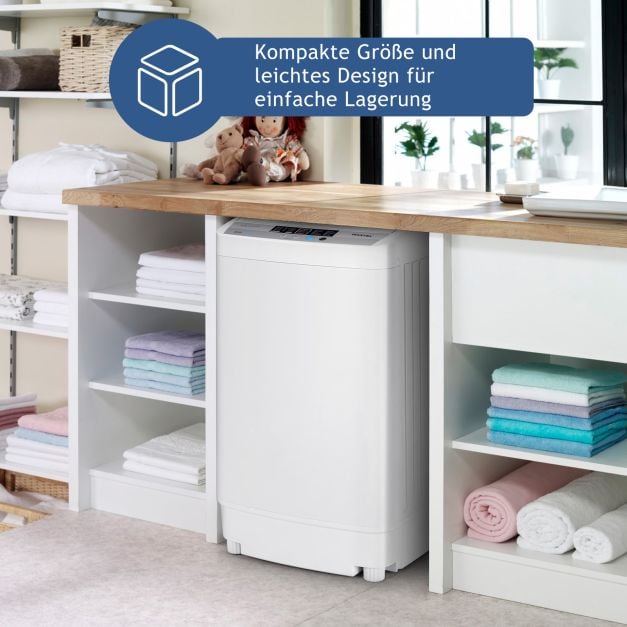Coast Mini Wasmachine 4,5 kg – Volautomatische Bovenlader met Display 50 x 50 x 85 cm – Grijs
