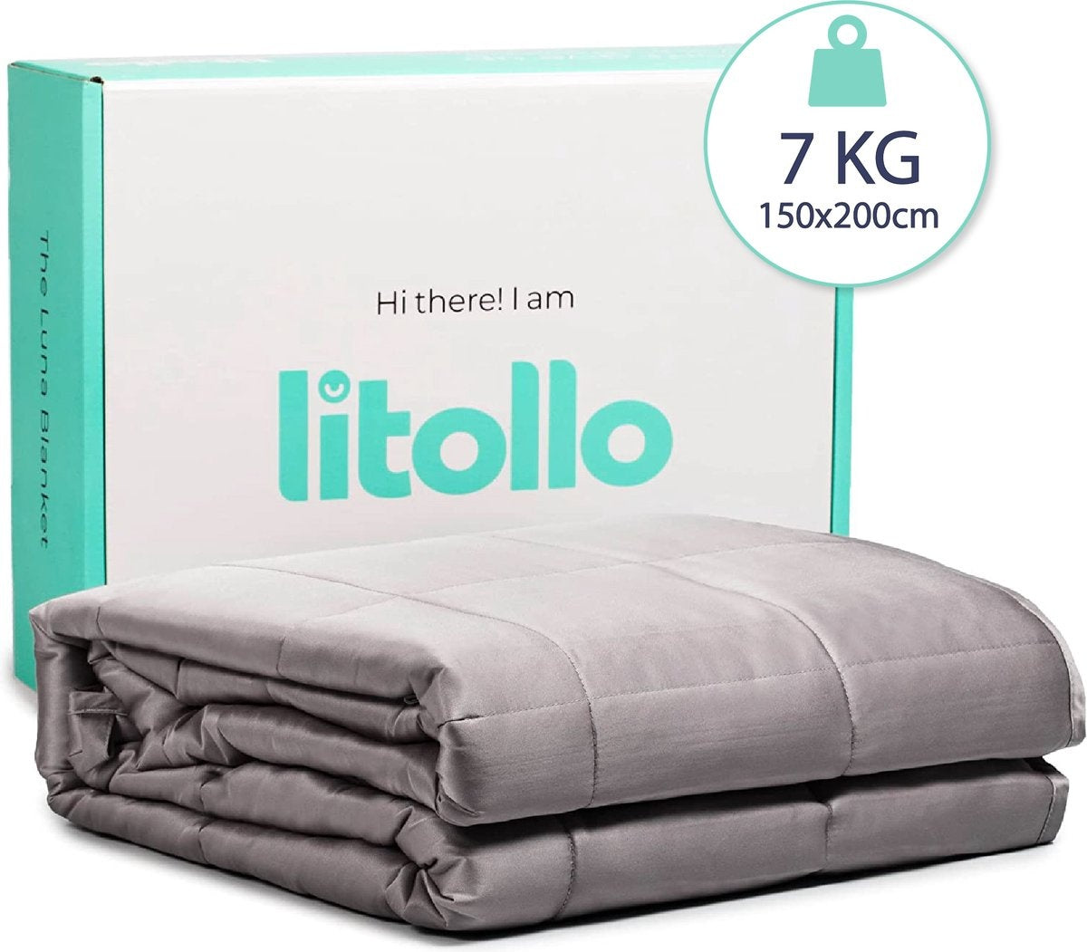 Litollo Verzwaringsdeken 7 kg - Weighted blanket 150x200 cm - Grijs Zwaartedeken eenpersoons - Verzwaringsdekens te gebruiken met eigen dekbedovertrek - Verzwaarde deken - 4 seizoenen - Gewichtsdeken