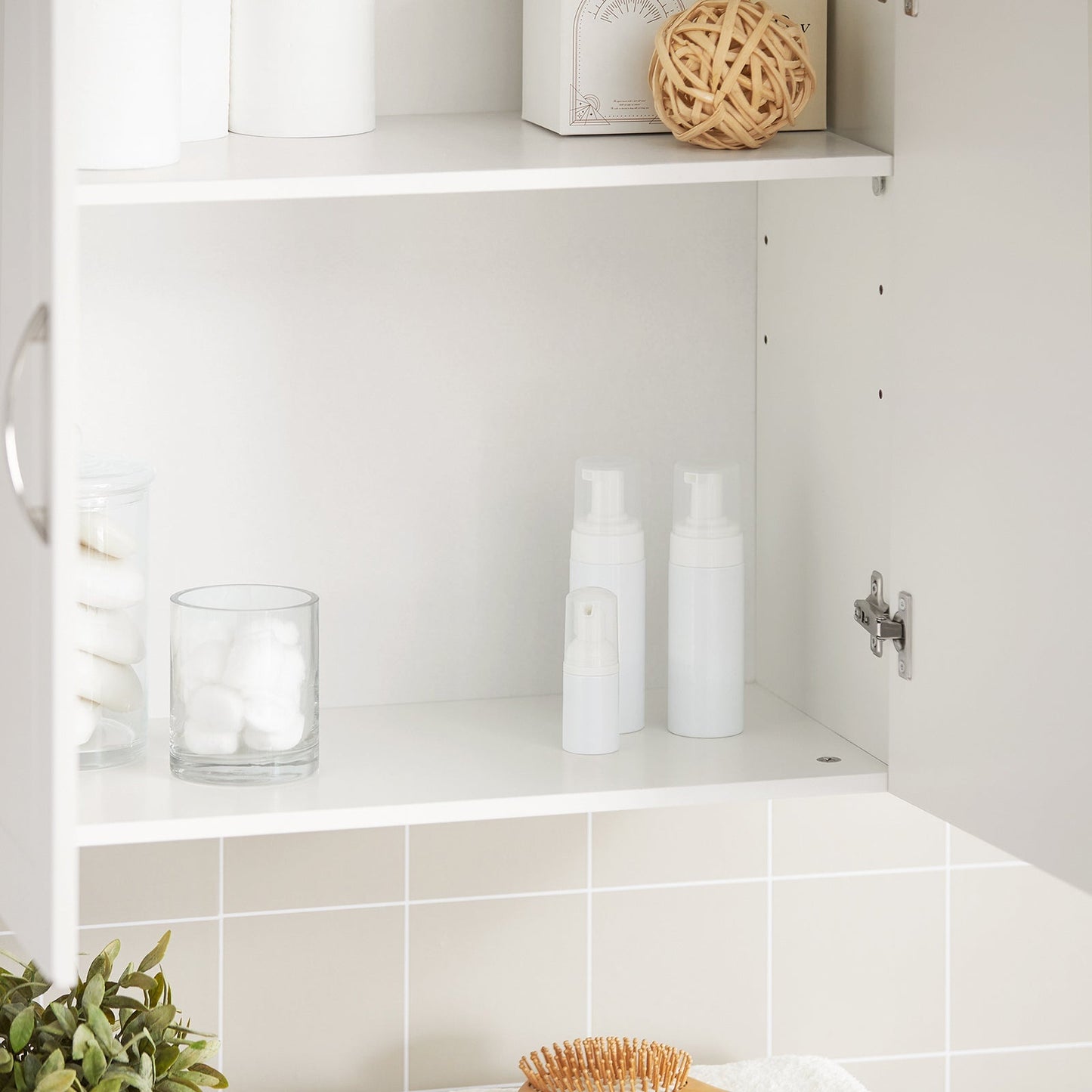 SoBuy Wandkast met 2 Deuren - 60x60x30 cm - Wit - Verstelbare Plank