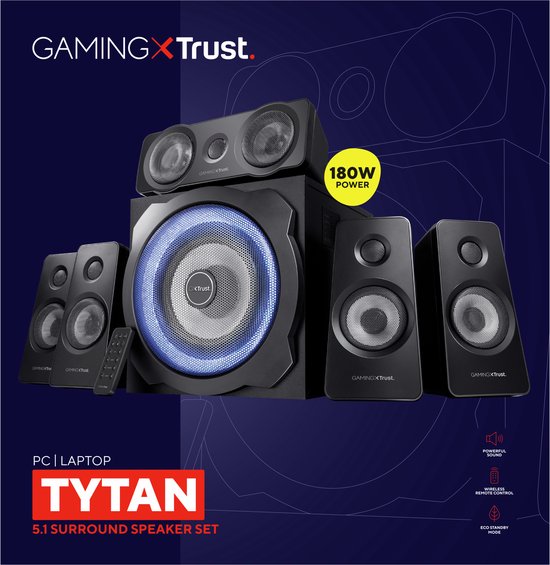 Trust GXT 658 Tytan - Gaming Speakerset - 5.1 Surround - 180W Piekvermogen - Zwart