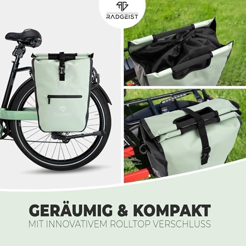 RADGEIST Bagagedragertas voor Fietsdrager met Uitneembare Koeltas en Boodschappentas, 22-28 Liter