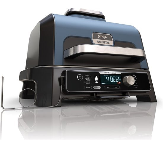 Ninja Woodfire Pro Connect XL - 7-in-1 Elektrische Smart BBQ Grill en Smoker - Inclusief Digitale Braadthermometer - Connect App - OG901EU