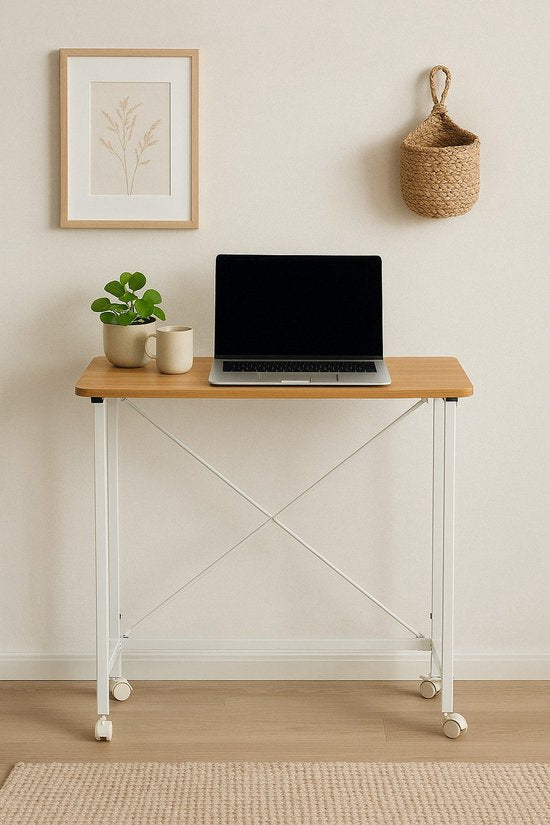 Ceruzo Wandtafel - Opvouwbaar Bureau - 80x40x75 cm - Inklapbaar Tafelblad - Laptoptafel- Wit