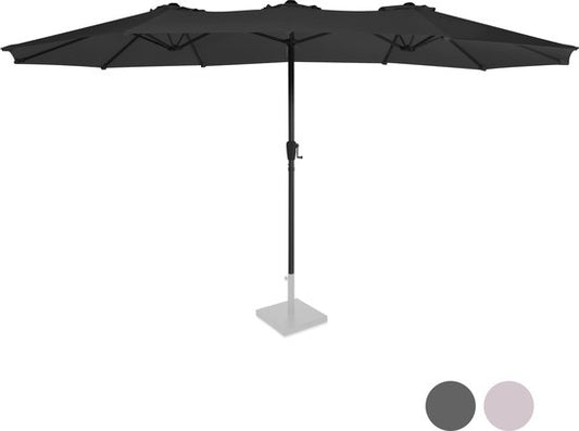 VONROC Parasol – Dubbel, UV-beschermend – 460 x 270 x 252 cm – Zwart