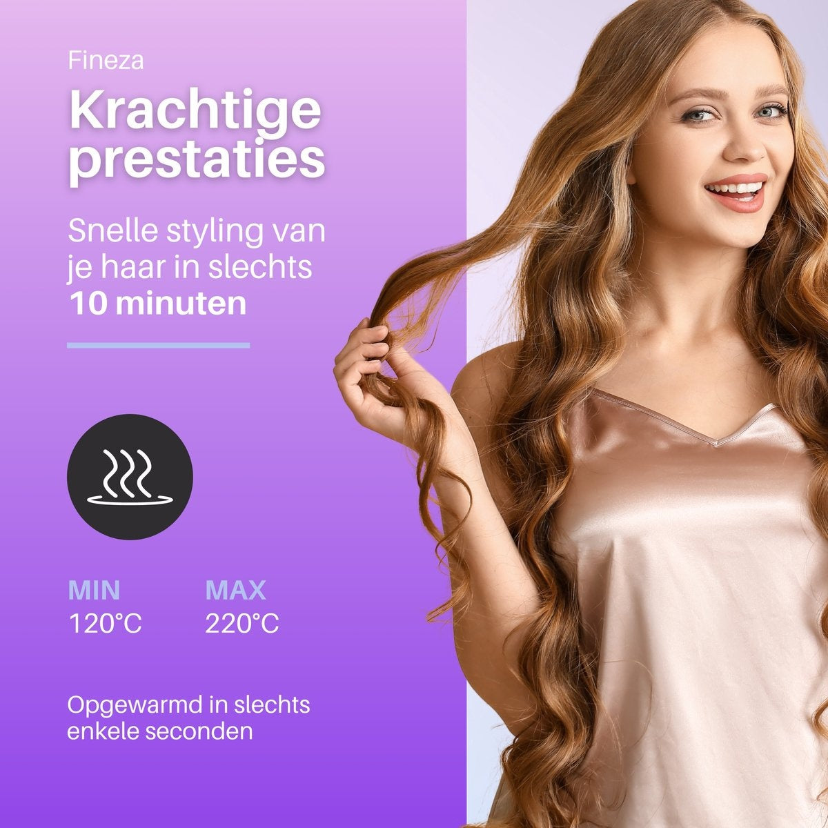 Fineza Wafeltang Haar - Krultang - Zwart