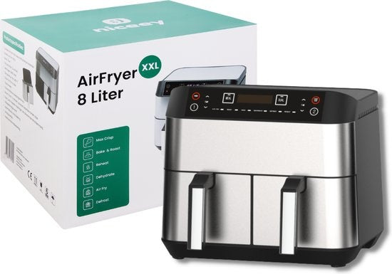 Niceey Dubbele Airfryer XXL - 8L - 2460W - Zilver
