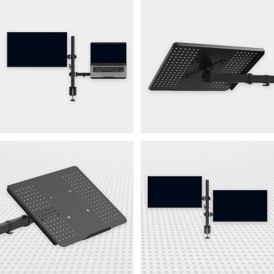 Auronic Monitor Arm - 2 Schermen - 13 tot 27 Inch - Verstelbaar - Staal - Zwart