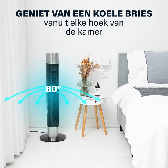 Slimme Torenventilator – Bladloos – Met App & Afstandsbediening – Timer – Energiezuinig – Princess 358280 – Zwart