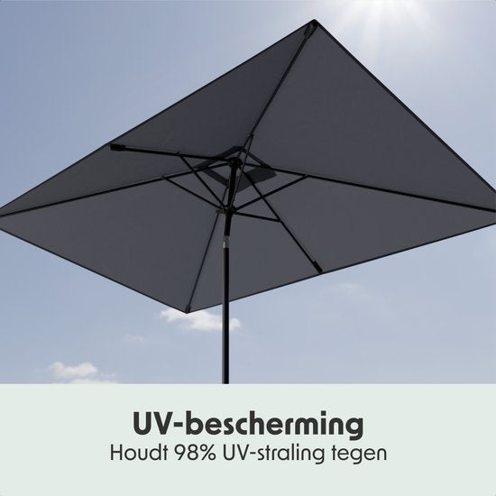 LifeGoods Parasol - Tuin - 268x178cm - 30° Kantelbaar - Waterdicht - UPF50+ - Donkergrijs
