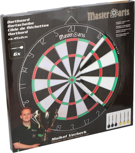 Masterdarts Dartbord 45cm x 2 cm met 2 setjes Pijlen