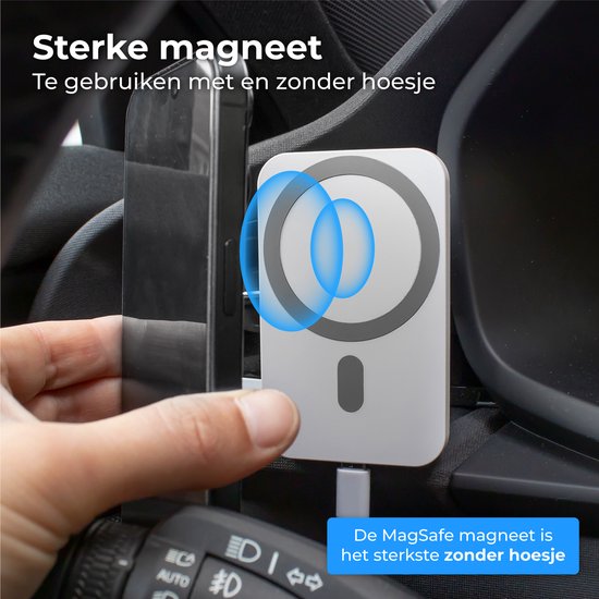 Nuvance - Telefoonhouders Auto - Geschikt voor MagSafe iPhone 12/13/14/15 - Telefoonhouder met Draadloze Oplader - Wit