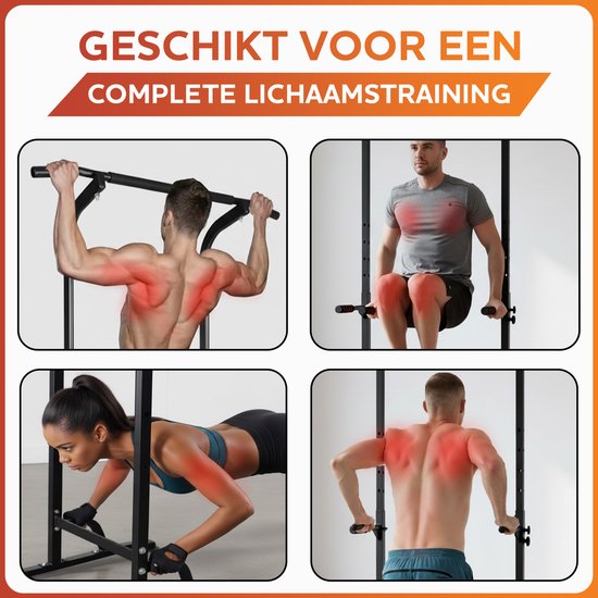 Fitby Pull Up Station - Krachtstation - Pull Up Bar - Dip Station - Optrekstang - Home gym - Fitness - Hoogte Verstelbaar - Zwart