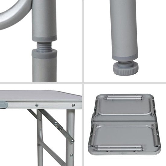 tectake® - Campingtafel opvouwbaar - Draagbare kampeertafel - Vouwtafel buiten - Inklapbare tafel - Weerbestendig - 75x55x68cm - Grijs