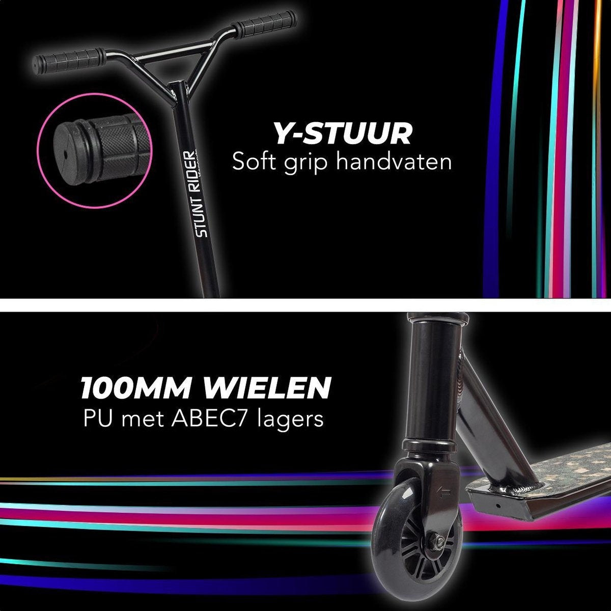 LifeGoods StuntRider - Stuntstep - 100mm Wielen - Zwart