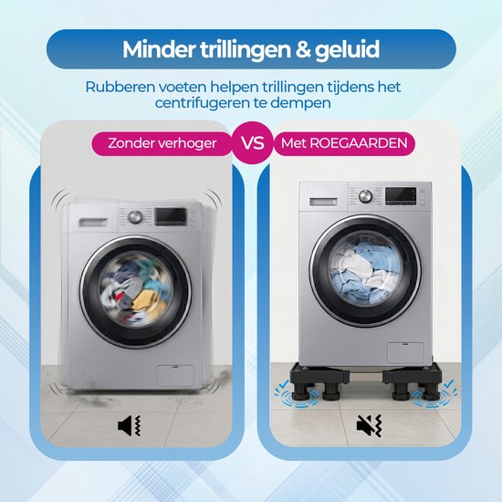 Roegaarden Wasmachine Verhoger - Anti-Trilling - Verstelbaar - 8 Poten Stabiliteit - Gemakkelijk te installeren
